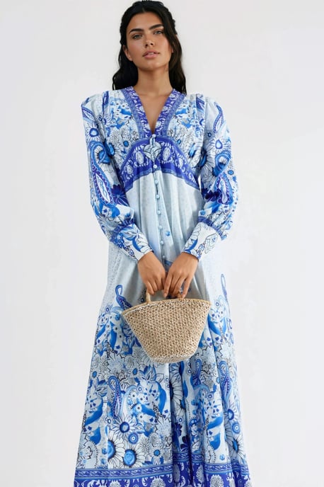 Floral Maxi-Kleid mit paneeliertem Design - Image 4