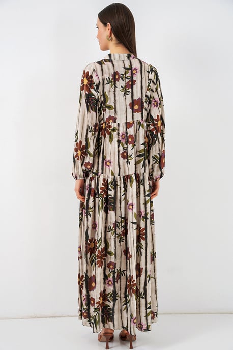 Gemustertes V-Ausschnitt Maxikleid - Image 6