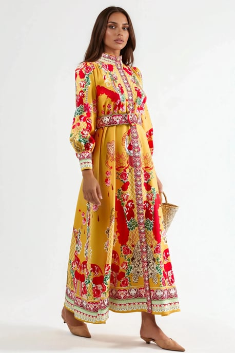 Blumen-Midi-Kleid mit Gürtel - Image 2
