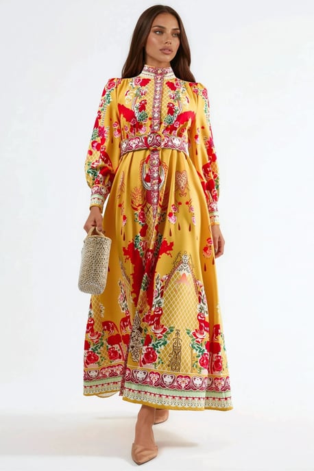 Blumen-Midi-Kleid mit Gürtel - Image 5