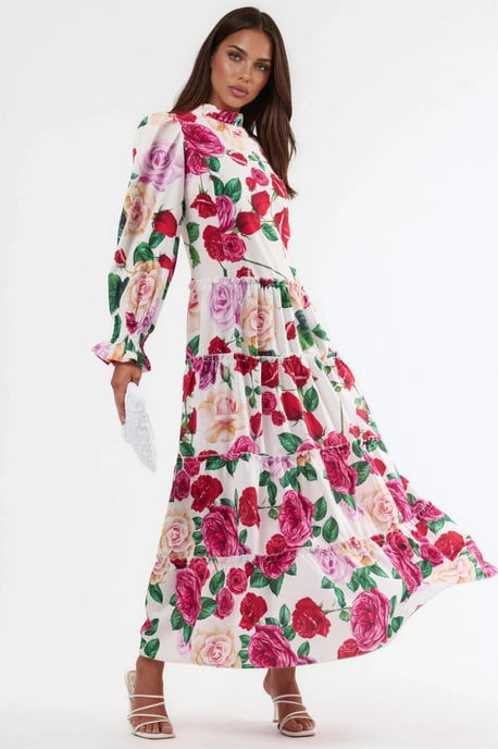 Blumen-Midi-Kleid mit Rundhalsausschnitt - Image 2