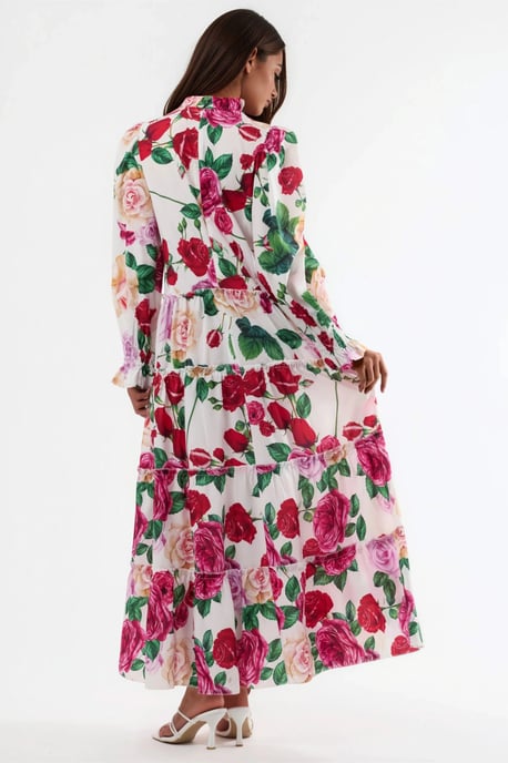 Blumen-Midi-Kleid mit Rundhalsausschnitt - Image 5