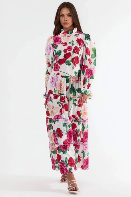 Blumen-Midi-Kleid mit Rundhalsausschnitt - Image 6