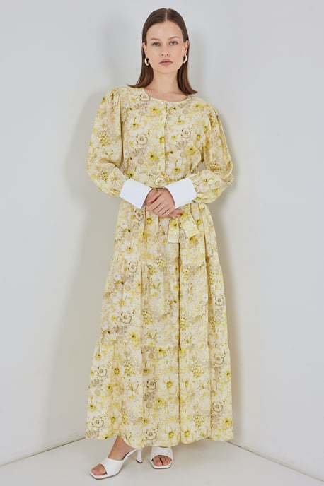 Viskose-Mischung gemustertes Maxikleid mit Knopfverschluss - Image 2