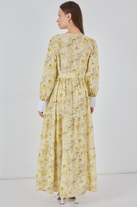 Viskose-Mischung gemustertes Maxikleid mit Knopfverschluss - Image 6