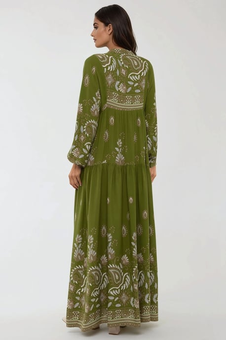 Gemustertes Langarm-Viskose-Maxikleid - Image 6