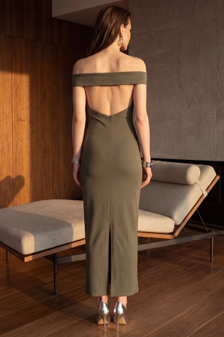 Schulterfreies Bodycon-Maxikleid mit Schlitz - Image 2