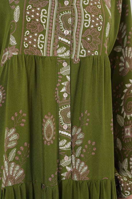 Gedrucktes V-Ausschnitt Maxikleid mit Knopfverschluss - Image 5