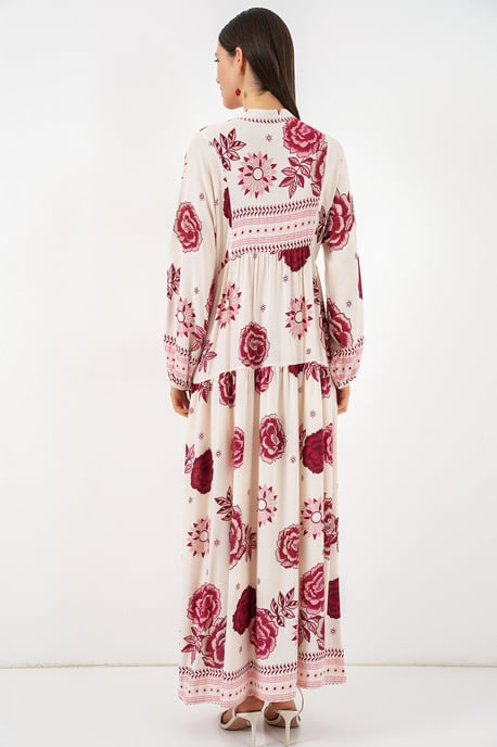 Gemustertes V-Ausschnitt Maxikleid - Image 6