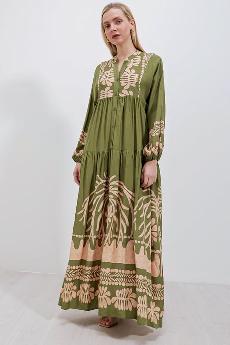 Bedrucktes V-Ausschnitt Maxikleid - Image 1