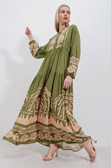 Bedrucktes V-Ausschnitt Maxikleid - Image 2