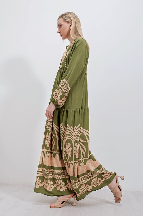 Bedrucktes V-Ausschnitt Maxikleid - Image 3