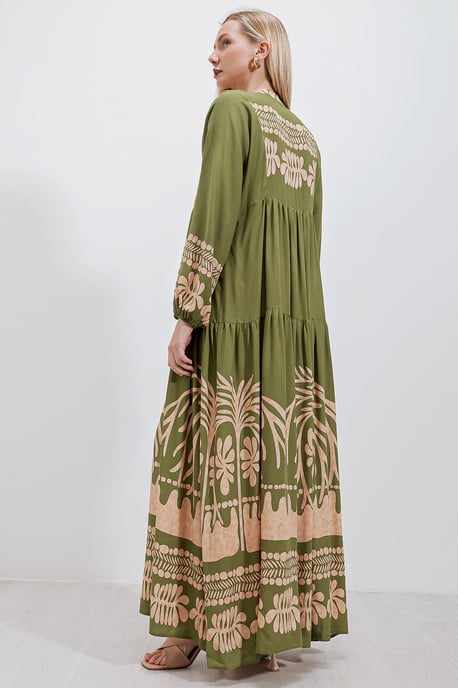 Bedrucktes V-Ausschnitt Maxikleid - Image 5