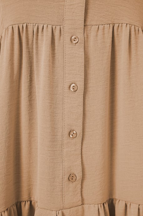 V-Ausschnitt Knopfverschluss Lässiges Maxi-Kleid - Image 2