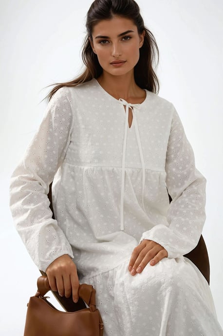 Strukturiertes Maxikleid mit Rundhalsausschnitt - Image 2