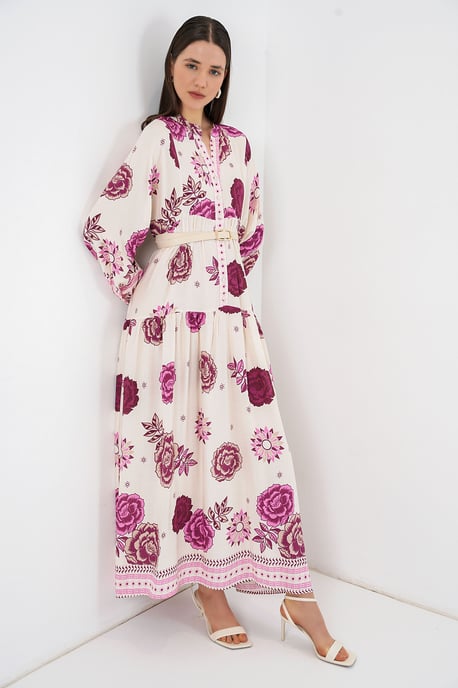 Gemustertes V-Ausschnitt Maxikleid - Image 2