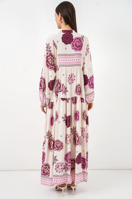 Gemustertes V-Ausschnitt Maxikleid - Image 6