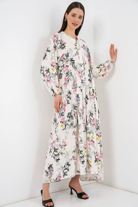 Gemustertes V-Ausschnitt Maxikleid - Image 2