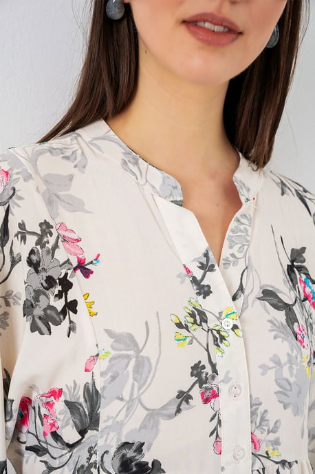 Gemustertes V-Ausschnitt Maxikleid - Image 5