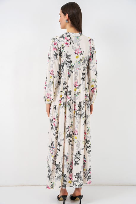 Gemustertes V-Ausschnitt Maxikleid - Image 6