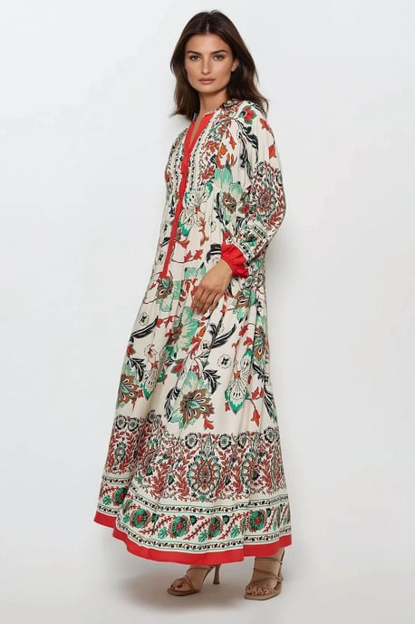 Bedrucktes Langarm-Viskose-Maxi-Kleid - Image 2