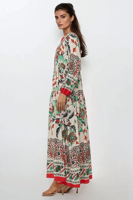 Bedrucktes Langarm-Viskose-Maxi-Kleid - Image 6
