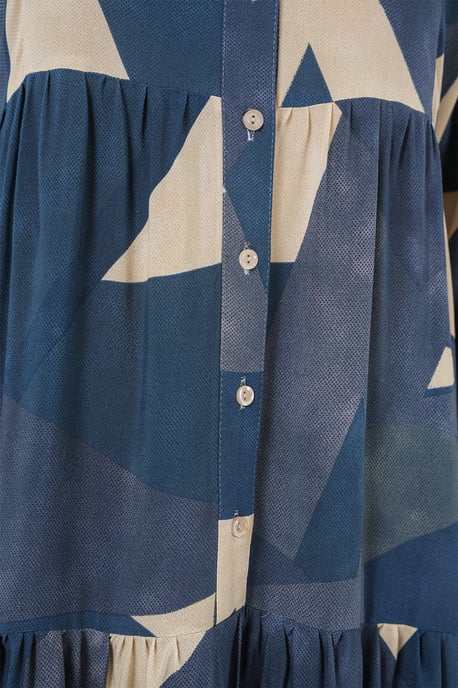 Gedrucktes V-Ausschnitt Maxikleid mit Knopfverschluss - Image 4