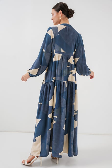 Gedrucktes V-Ausschnitt Maxikleid mit Knopfverschluss - Image 5