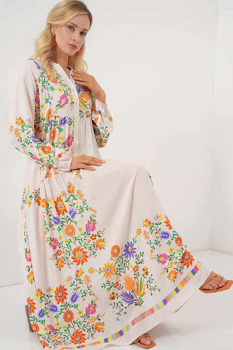 Bedrucktes V-Ausschnitt-Maxikleid - Image 2