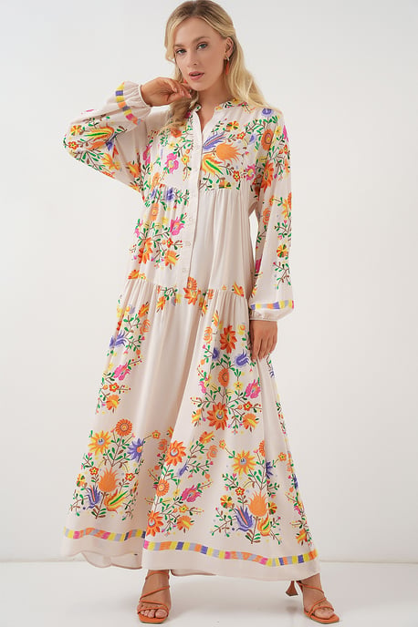Bedrucktes V-Ausschnitt-Maxikleid - Image 3