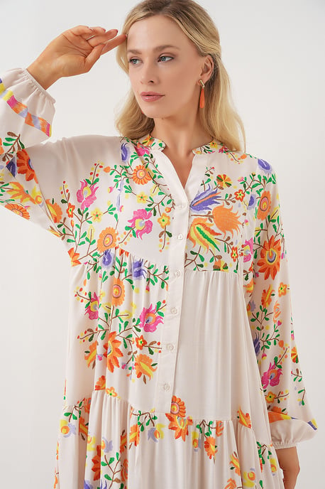 Bedrucktes V-Ausschnitt-Maxikleid - Image 4