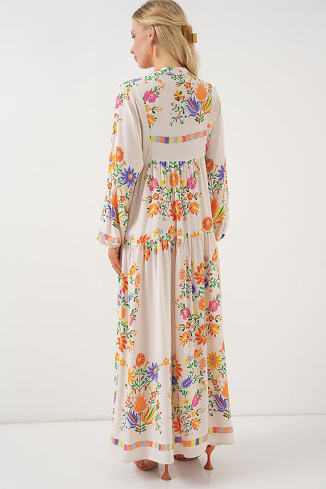 Bedrucktes V-Ausschnitt-Maxikleid - Image 6