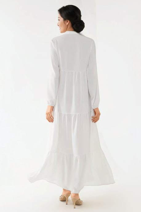 Texturiertes Maxi-Kleid mit Rundhalsausschnitt und Knöpfen - Image 5