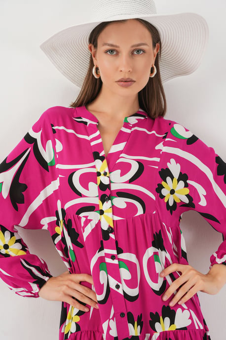 Muster Maxi-Kleid mit V-Ausschnitt - Image 2