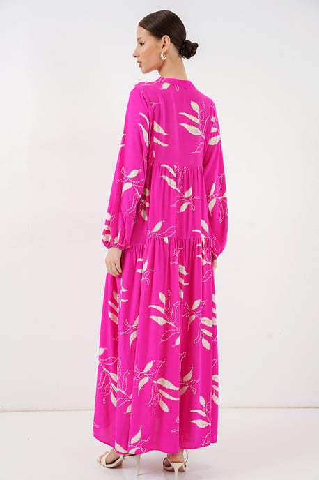 Gemustertes V-Ausschnitt Maxikleid - Image 6
