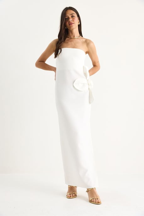 Trägerloses Blumenkleid Maxi mit Schleifendetail - Image 4