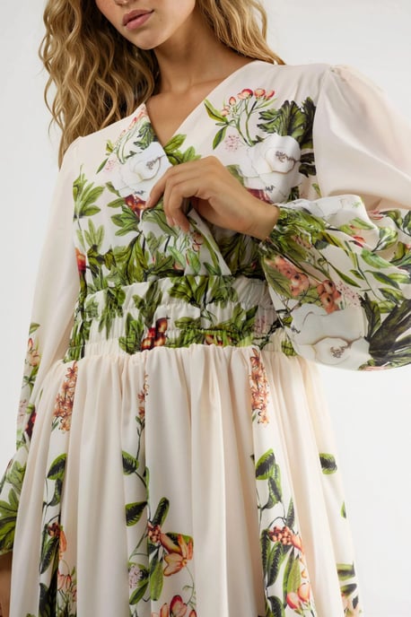 Blumen V-Ausschnitt Langarm Maxikleid - Image 6