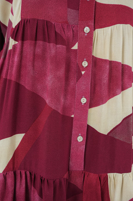 Gedrucktes V-Ausschnitt Maxikleid mit Knopfverschluss - Image 4