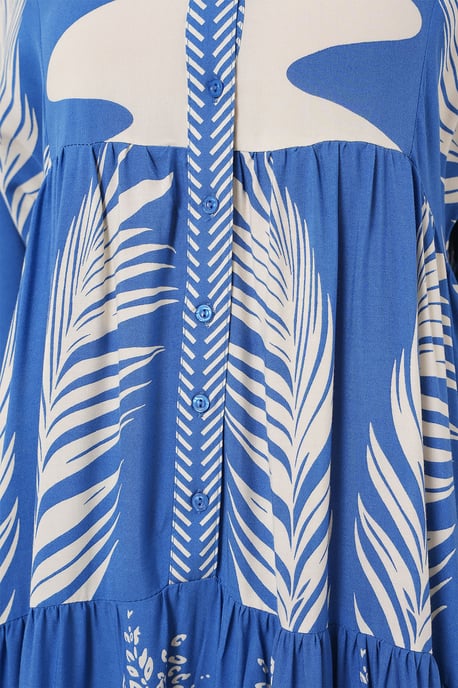 Muster Maxi-Kleid mit V-Ausschnitt und Knopfverschluss - Image 6
