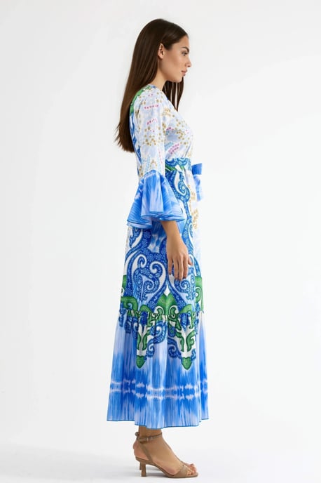 Rüschendes Paisley V-Ausschnitt Maxikleid - Image 2