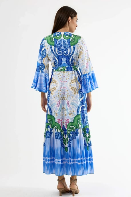 Rüschendes Paisley V-Ausschnitt Maxikleid - Image 3