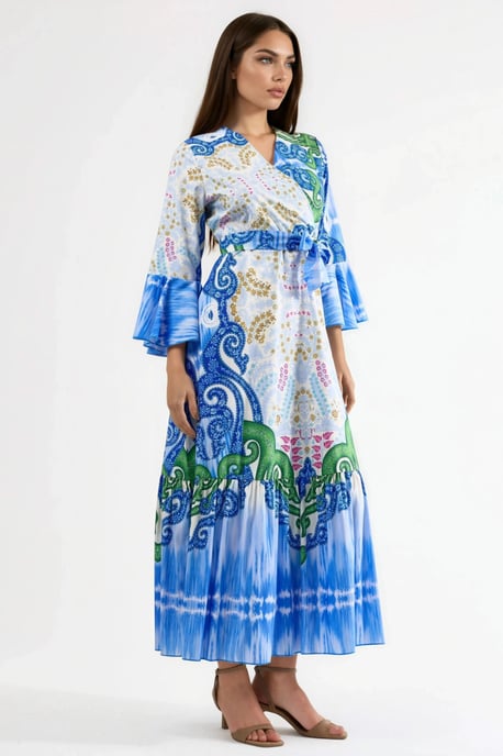 Rüschendes Paisley V-Ausschnitt Maxikleid - Image 4