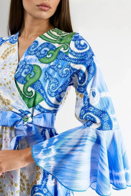 Rüschendes Paisley V-Ausschnitt Maxikleid - Image 5
