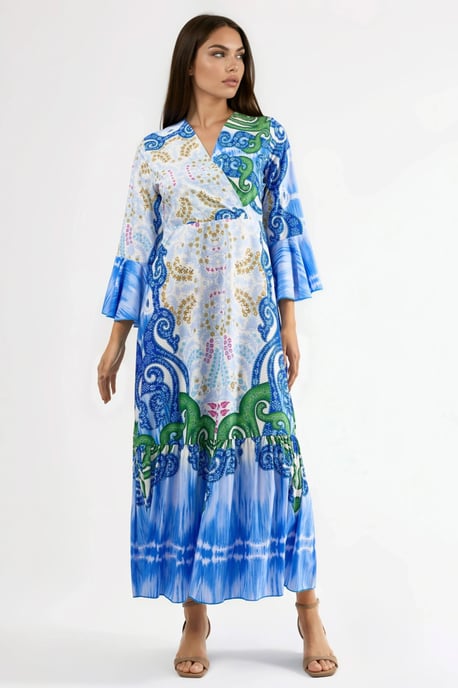 Rüschendes Paisley V-Ausschnitt Maxikleid - Image 6
