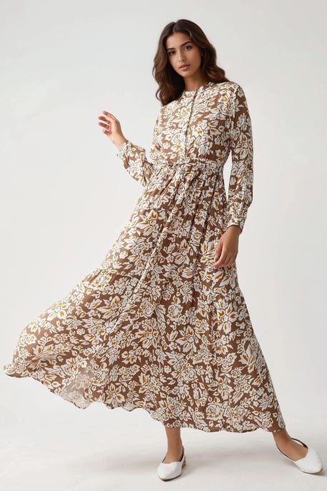 Bedrucktes Maxikleid mit Hemdkragen - Image 2