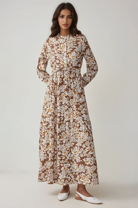 Bedrucktes Maxikleid mit Hemdkragen - Image 3