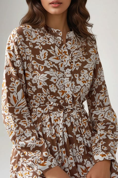 Bedrucktes Maxikleid mit Hemdkragen - Image 4