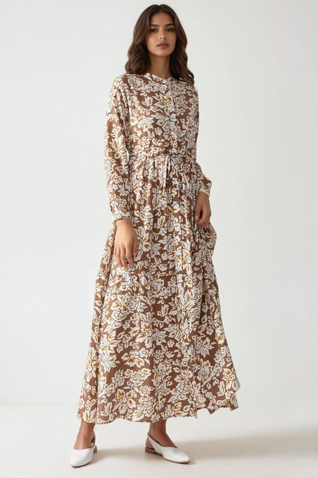 Bedrucktes Maxikleid mit Hemdkragen - Image 5