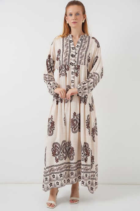 Gemustertes V-Ausschnitt Maxikleid - Image 2
