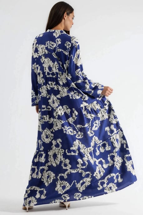 V-Ausschnitt Muster Maxi-Kleid mit Knöpfen - Image 3